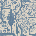 Mind The Gap THE ENCHANTED WOODLAND WP20813 A mystical blend of deep blue and taupe on a blue background.