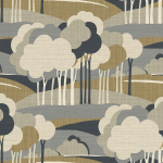 Today Interiors ON THE HORIZON TR70307 Taupe, greyed charcoal, and ochre-gold treetops create refined, ear...