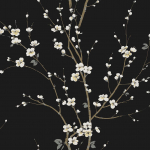 Today Interiors CHERRY BRANCHES TR70900 Deep charcoal base with soft white blossoms creates elegant, unders...