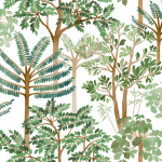 Today Interiors CASCADE TR71204 Muted greens and ochres with warm olive leaves on light background ...