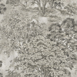Today Interiors MAJESTIC TREES Grasscloth TR72008 Silver-toned background with finely detailed trees on tactile grass...