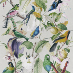 Mind The Gap Tropical Birds WP20172 Blue, Green, Taupe, White
