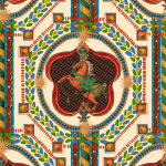 Mind The Gap VENETIAN ORNAMENT WP20769 Features a cream background with accents of vibrant reds, emerald g...