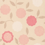 Osborne & Little Eranthe W5513-04 Powder pink and white flowers on cream, with hazelnut stems.