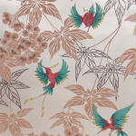 Osborne & Little Grove Garden  W5603-08 Coloured birds in jade, yellow and red with skeleton leaves in cinn...