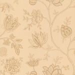 Osborne & Little Monchique W5640-09 Beige flowers and vines edged in gold metallic on a cream background.