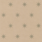 Osborne & Little Coronata Star W5733-03 Gilver metallic stars set on a taupe background.