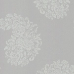 Osborne & Little Soubise W6010-01 White on shimmering silver pearl.