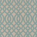 Osborne & Little Du Barry W6013-02 Aqua flock on soft metallic gilver sheen.