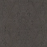 Osborne & Little Vaujours W6014-02 Gloss black paisley design on matte black background.