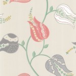 Osborne & Little Isfahan Tulip W6490-02 Coral and mink flowers, green stems, on cream.