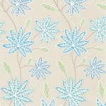 Osborne & Little Chenar W6497-04 Turquoise and green on cream.