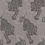 Matthew Williamson Tyger Tyger W6542-02 Silver holographic and chocolate tigers on a muted silver ground, w...
