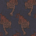 Matthew Williamson Tyger Tyger W6542-03 Holographic copper ombré and black tigers, on a deep indigo ground.