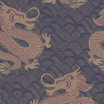 Matthew Williamson Celestial Dragon W6545-03 Gold beads on purple and gold.