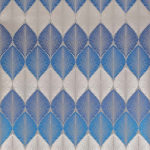 Osborne & Little Leaf Fall W6591-03 Metallic blues and gilver on a neutral background.