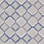Osborne & Little Quatrefoil W6599-01 Blueberry and silver on pale mink.