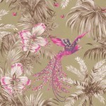 Matthew Williamson Bird of Paradise W6655-02 Divine pinks and purples with a gold background.