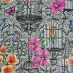 Matthew Williamson Orangery W7141-01 Pink, orange and cobalt on a charcoal background 