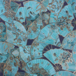 Matthew Williamson Fanfare W7146-01 Teal and gold on a navy background 
