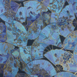 Matthew Williamson Fanfare W7146-02 Blue, gold and violet on a navy background