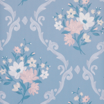 Matthew Williamson Almudaina W7264-04  white, cream and blush on a blue/grey background