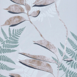 Osborne & Little Feuille d’Or W7331-05 Gilver metallic leaves, silhouette leaves in grey and ivory on a li...