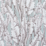 Osborne & Little Tiger Leaf W7333-03 Coloured leaves in white grey and taupe on duck egg background