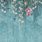 Osborne & Little Trailing Orchid W7334-01 Colourful orchids in pinks and creams, vibrant hummingbirds in mage...