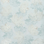 Osborne & Little Sycamore W7336-01 Skeleton leaves in metallic gilver and duck egg blue on light duck ...