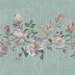 Osborne & Little Magnolia Frieze W7338-02 Flowers in natural colours of cream and dusky pink with yellow cent...