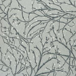 Osborne & Little Twiggy W7339-01 Twigs in black with white buds on a metallic pewter background