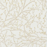 Osborne & Little Twiggy W7339-04 Twigs in warm stone with metallic gold buds on a parchment background