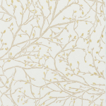 Osborne & Little Twiggy W7339-04 Twigs in warm stone with metallic gold buds on a parchment background