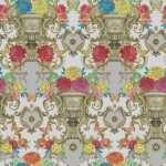 Matthew Williamson Chateau W7490-01 Blue, orange, yellow and red floral motifs against a soft grey back...