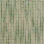 Osborne & Little Sunago Vinyl W7551-01 Green coloured squares against a beige and gold background.
