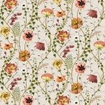 Osborne & Little Lamorran Trail W7684-03 Amber - Amber, vanilla and pink blooms, set against a stone coloure...