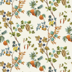 Osborne & Little Orchard W7686-01 Sienna - Earthy browns, yellows, and greens, against a neutral colo...
