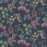 Osborne & Little Orchard W7686-06 Midnight - Vibrant pinks, yellows and greens, against a midnight bl...