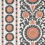 Osborne & Little SAMRINA W7904-03 Striking medallion motifs in copper and charcoal on an ivory backgr...