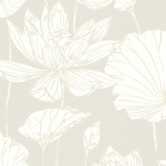 Today Interiors VIOLA WH40703 Soft metallic grey background with delicate white and greige floral...