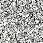 Today Interiors GRAPHIC BLOOM WH40810 Slightly pearly white accents with matte black and white graphic fl...