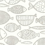 Today Interiors SEABORNE WH41410 Soft grey fish motifs on a clean white background for subtle elegance.