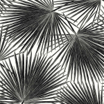 Today Interiors PALM WH41500 Black palm leaves with hints of grey on a white background.