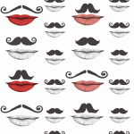 Mind The Gap Moustache and Lips WP20084 Black, Red, White

