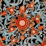 Mind The Gap Floral Painting WP20252 Black, Blue, Red
