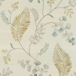 Today Interiors THE KEYS WTK21805 WTK21805 soft beige and cobalt flowers on a taupe background.