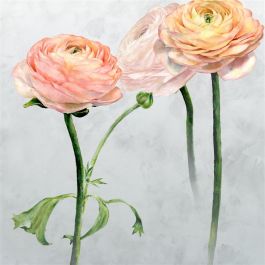 Tourangelle scene 1 peony - Grey Wallpaper