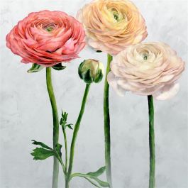 Tourangelle scene 2 peony - Grey Wallpaper