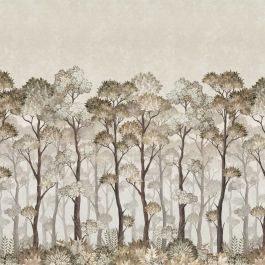 Hinoki Forest Mural - Brown & Beige Wallpaper